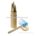 3.5\" 6pcs Nature color pencil.with sharpener cover.paper tube packing.